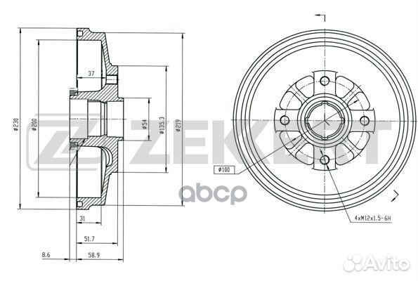 Барабан торм. зад. KIA Rio 00- (с кольцом ABS)