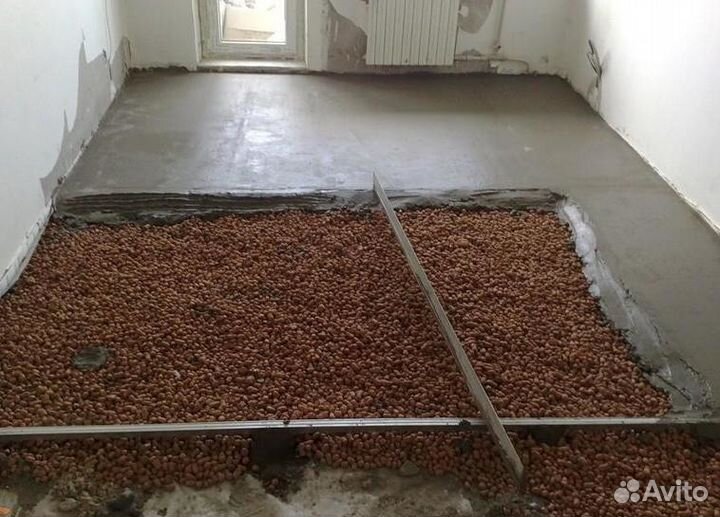 Цементная стяжка по маякам.Сухая стяжка кнауф