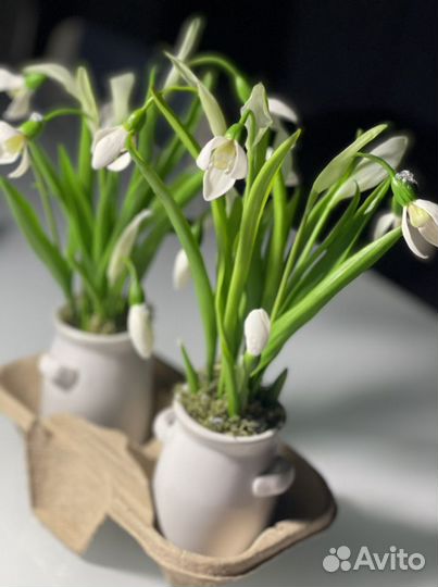 Подарок цветы Подснежники из холодного фарфора руч