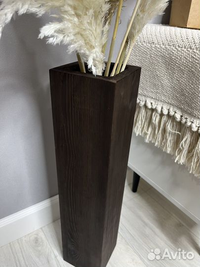 Ваза напольная высокая, деревянная