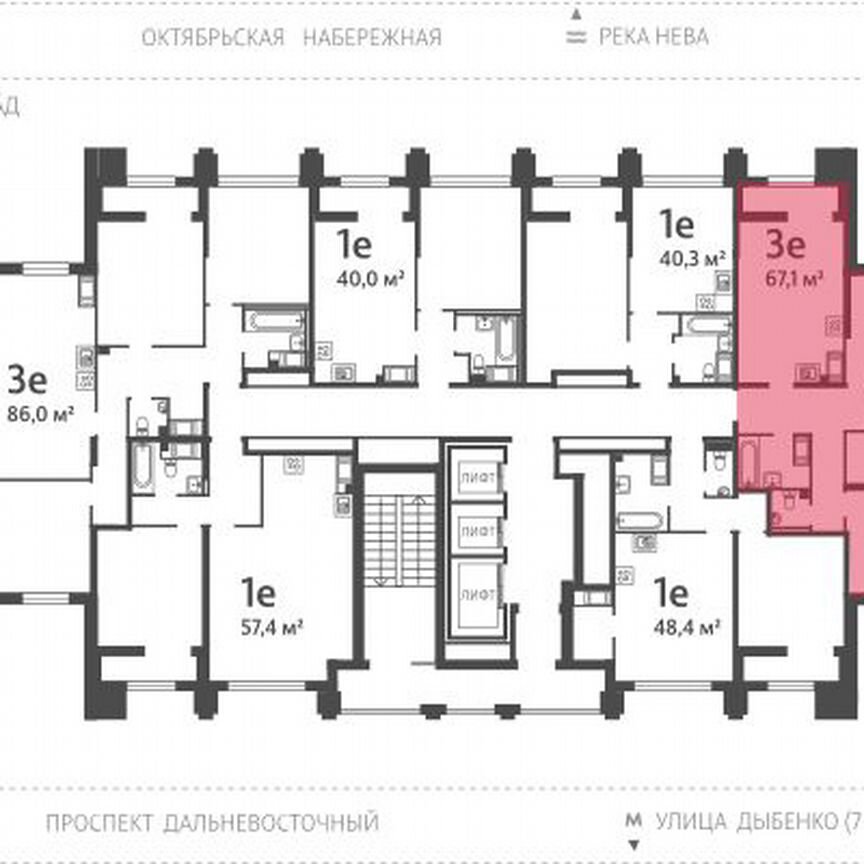 3-к. квартира, 67,4 м², 23/23 эт.