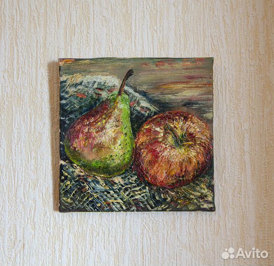 Картина: натюрморт Груша с яблоком. масло