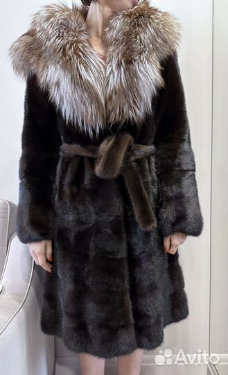 Шуба норковая с капюшоном