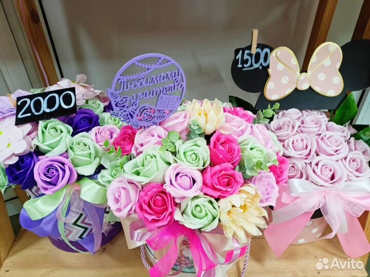 Композиции из мыльных роз в наличии