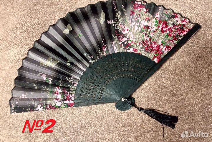 Веер из ткани+бамбук (есть 9 расцветок)