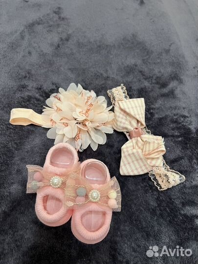 Пинетки + повязка на голову(2шт)