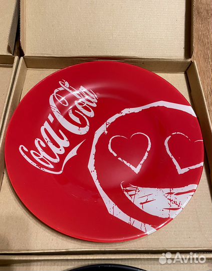 Набор 4 тарелки Кока-кола (стекло, 27см.)
