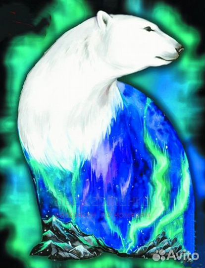 Алмазная мозаика 40x50 Белый медведь среди северно