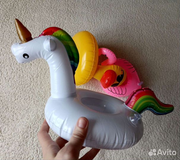 Надувной подстаканник единорог уточка фламинго