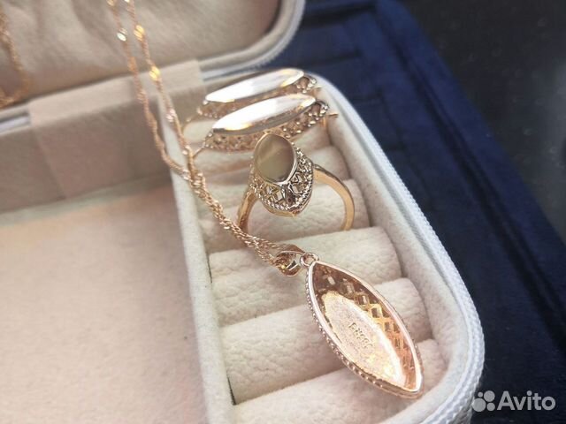 Золотой комплект серьги, кольцо и цепочка RG585 объявление продам