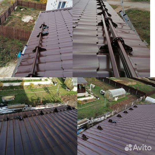 Установка снегозадержателей, монтаж вент выходов