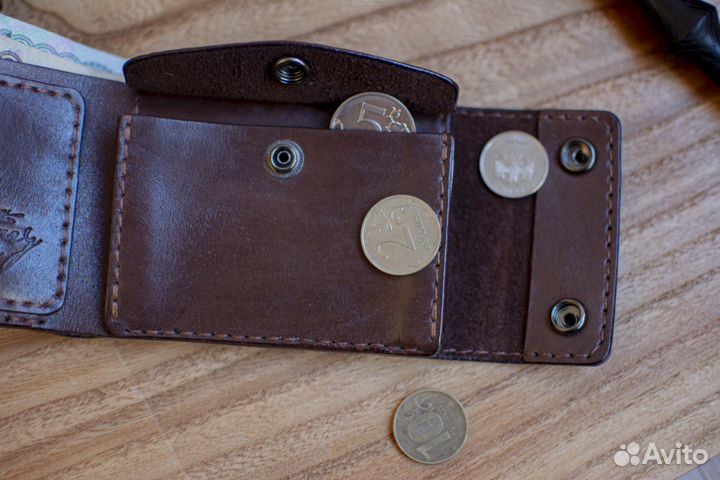 Компактный кошелек из натуральной кожи