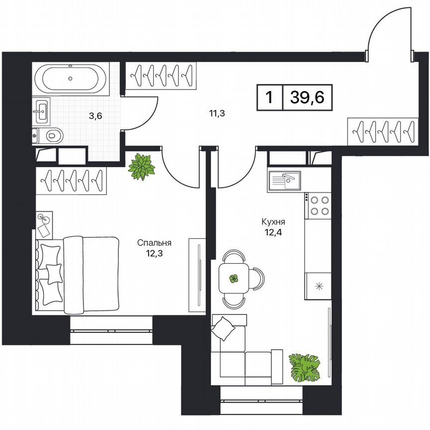 1-к. квартира, 39,6 м², 15/17 эт.