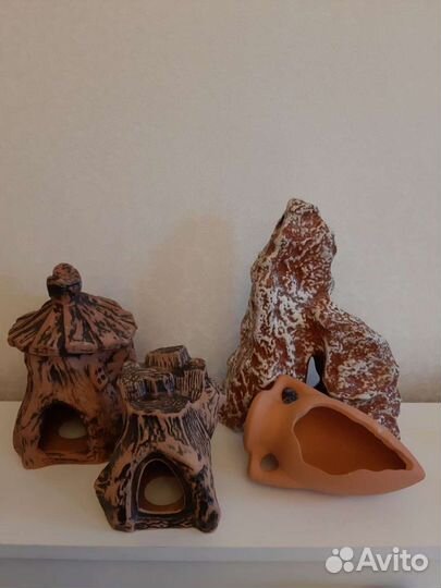 Декор для рыб. Домик, поилка, колесо для хомяка