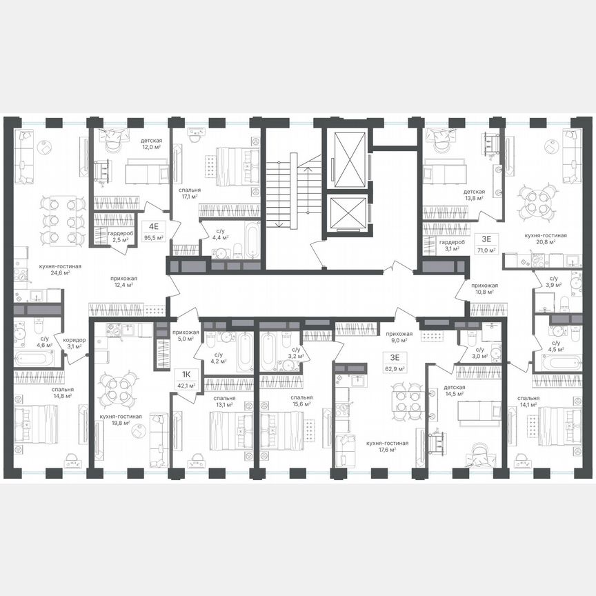3-к. квартира, 95,5 м², 9/12 эт.