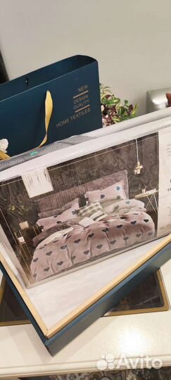 Постельное белье евро новое с сердечками