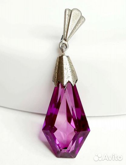 Подвеска серебряная 875пр с сиреневым камнем