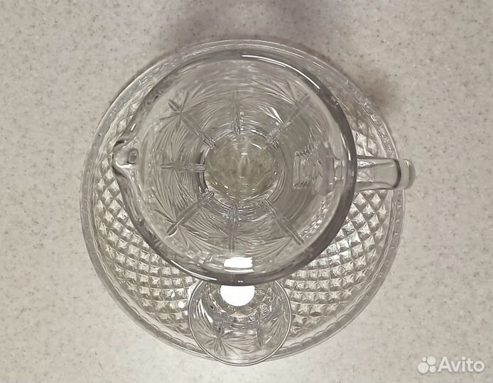 Кувшин со стаканом и блюдом, хрусталь СССР