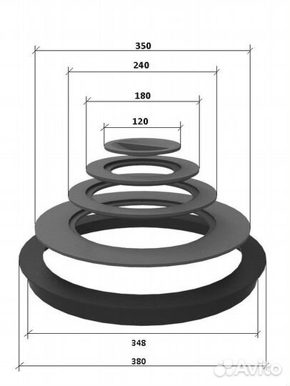 Набор чугунных колец для печи 350-360мм