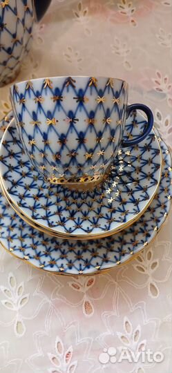 Кофейный сервиз кобальтовая сетка лфз