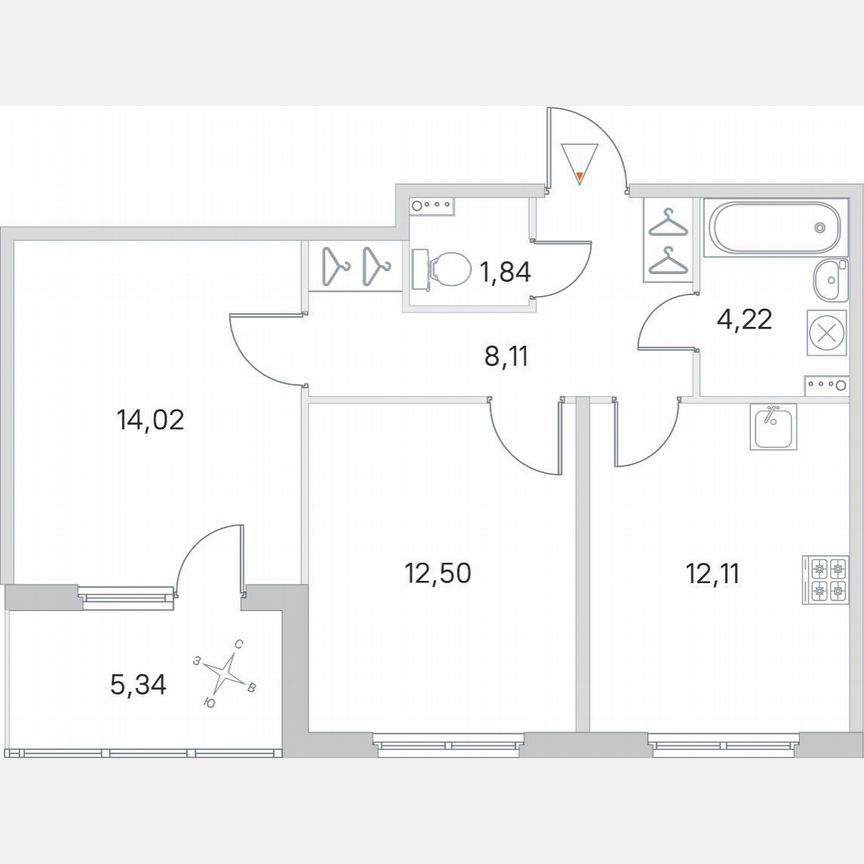 2-к. квартира, 55,5 м², 2/4 эт.