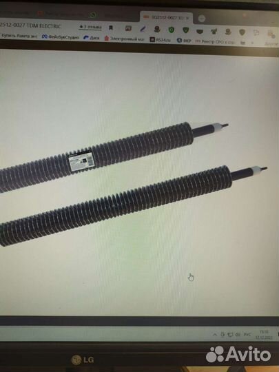 Тэн воздушный 2 кВт (1 квт) прямой оребрëнный