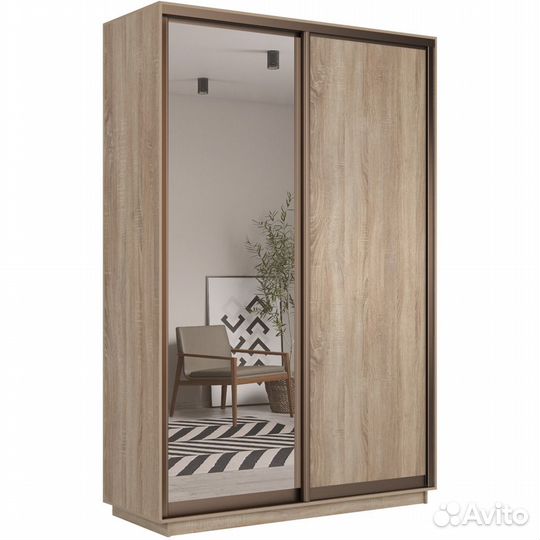 Шкаф-купе 2-дверный шкаф Оптим Двери Зеркало Бронз