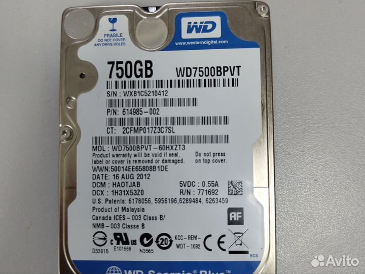 Жесткий диск wd blue 750gb