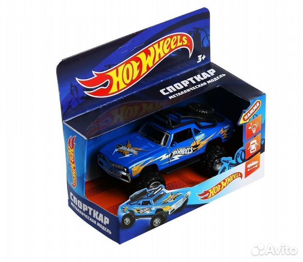 Машинка Hot Wheels 12,5 см свет звук синяя FY628