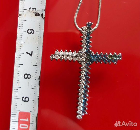 Подвеска крест серебряная с камнями