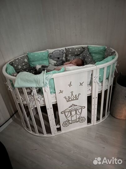 Детская кроватка трансформер круглая