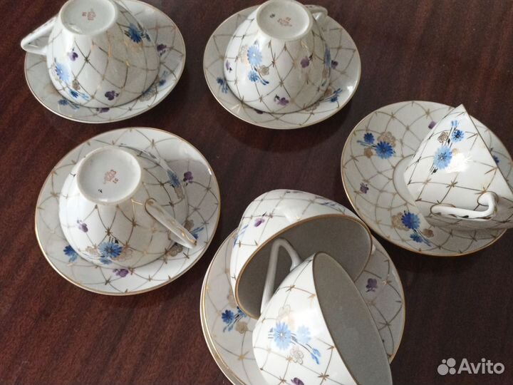 Набор чашек фарфоровых 6 пар лфз 