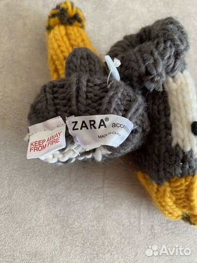 Новые zara варежки детские пингвин до 1,5 годика
