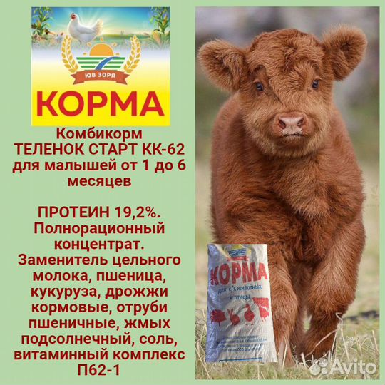 Комбикорм Старт для телят 30 кг, доставка