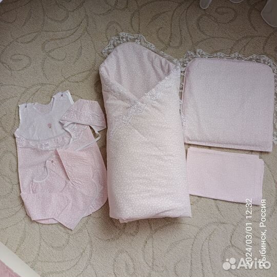 Комплект на выписку для девочки, лето, 6 предм