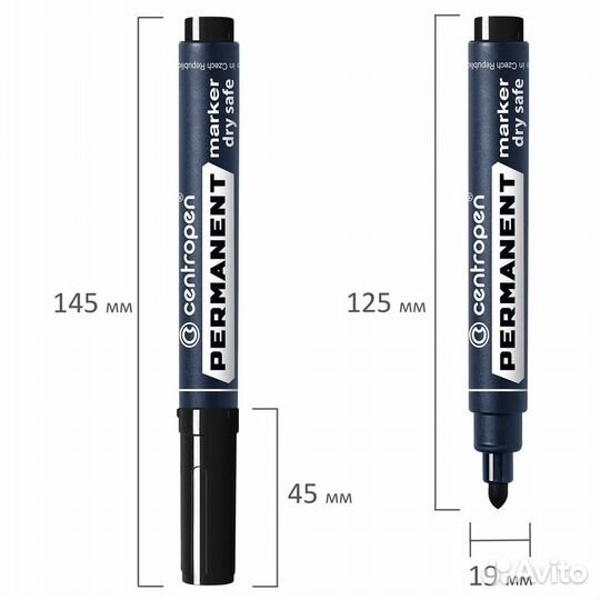 Маркер-перманент Centropen 8510 черный, уп6шт