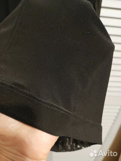 Трикотажные черные брюки с кружевом р.42/44