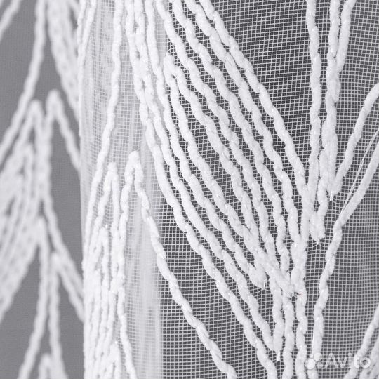 Тюль Дентель колосья холодный белый
