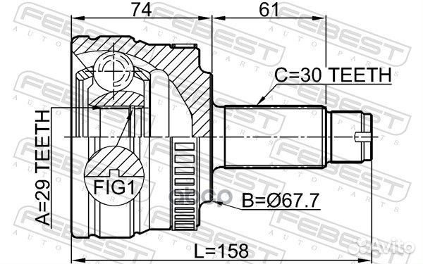 ШРУС наружный к-кт ABS, 29x67.6x30 Land Rover