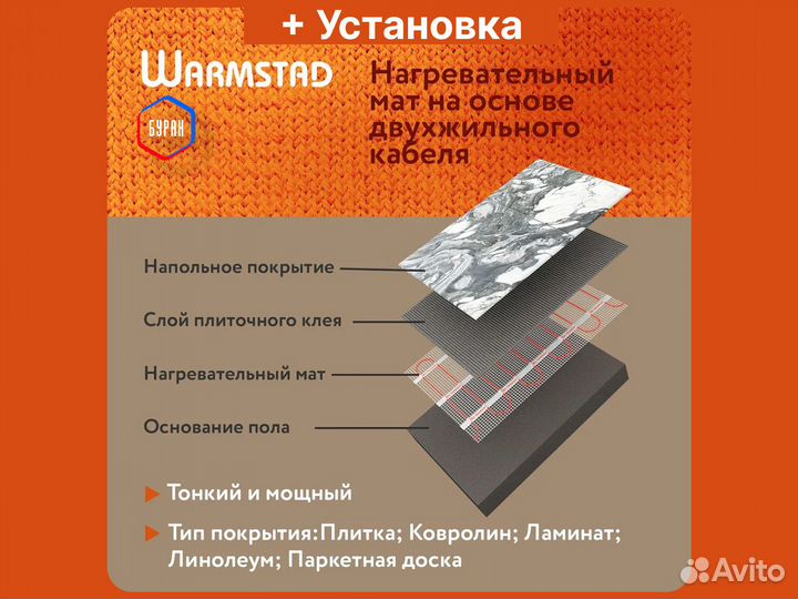 Теплый пол Warmstad 8,00 кв.м