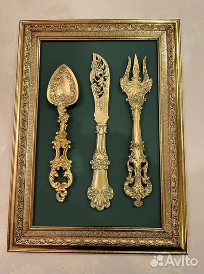 Панно со столовыми приборами ложка,вилка, нож