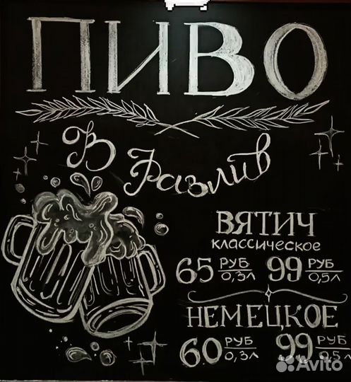 Роспись меловой доски для кафе, бара