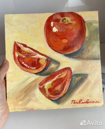 Картина с помидорами натюрморт масло холст