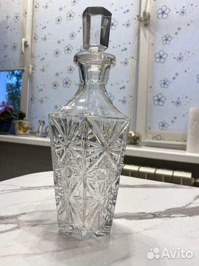 Графин и стопки снежинка винтаж хрустальный СССР