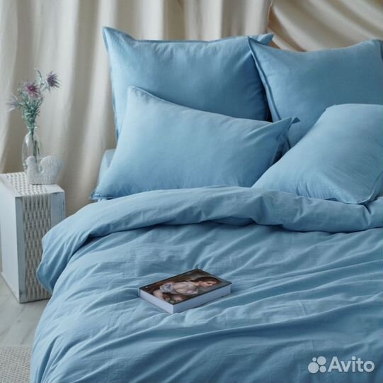 Постельное бельё Перкаль Light Blue-Варёный хлопок