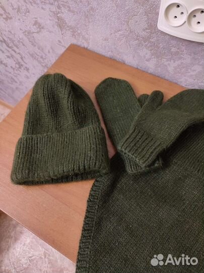 Шапка, снуд и варежки пух норки