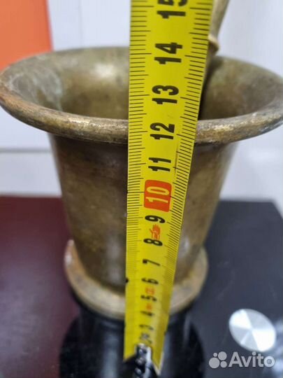 Старинная большая ступка С пестиком бронза