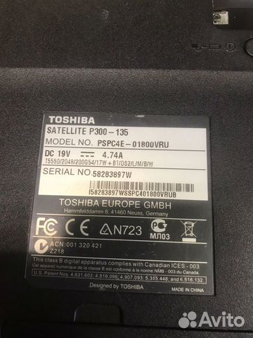 Ноутбук Toshiba Satellite P300-135 запчасти