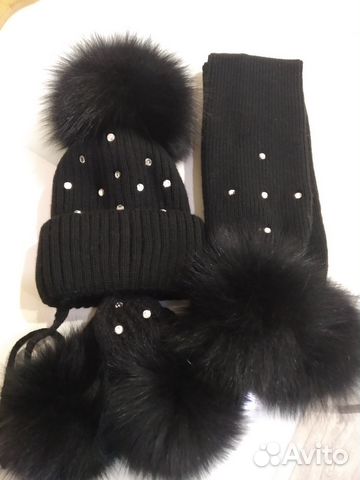Комплект шапка,шарф, варежки