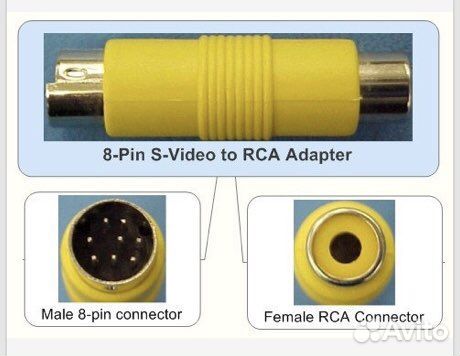 Переходники 8pin S-video to RCA(F) S-video на 1RCA